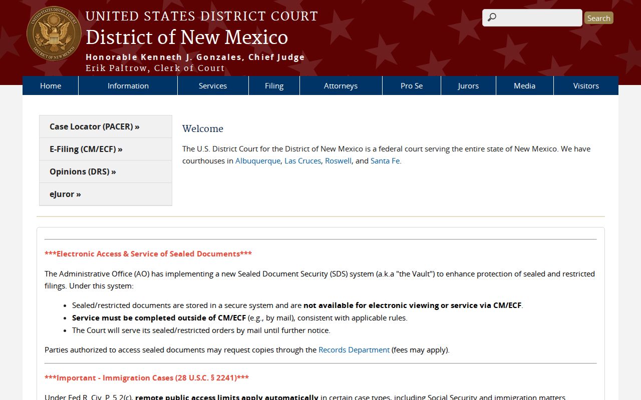 Federal district court source for criminal history involving Chama New Mexico