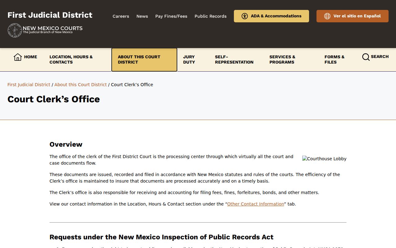Rio Arriba County criminal court clerk copy procedure