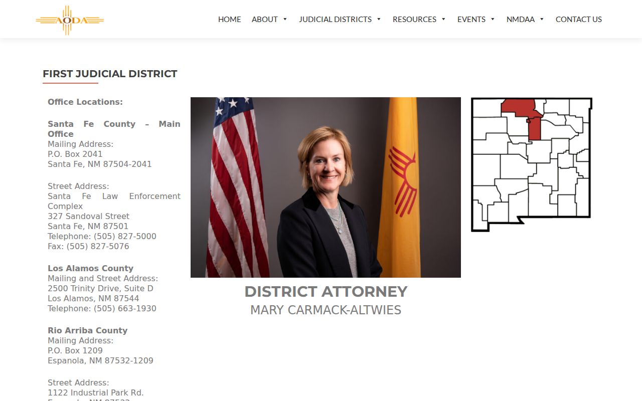 Española criminal history and First Judicial District Attorney records office